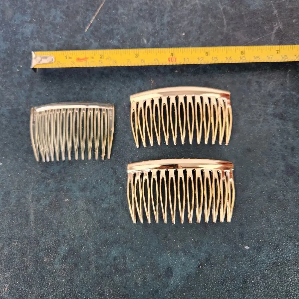 VTG Clear and Gold Hair Comb Accessories USA France Made